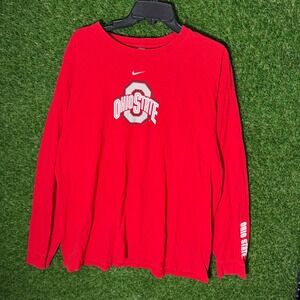 Nike Ohio State Buckeyes‎ Long Sleeve T Shirt Mens XL Red NCAA Football Team
